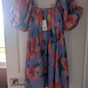 Avara Denise Floral Puff Sleeve Dress